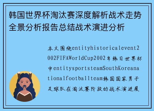 韩国世界杯淘汰赛深度解析战术走势全景分析报告总结战术演进分析
